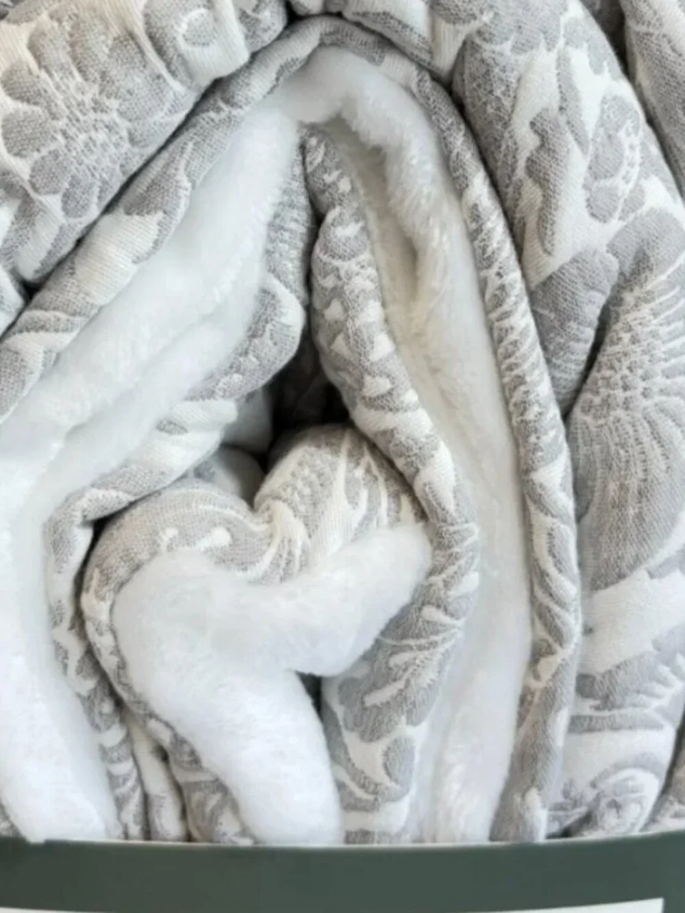 Morris & Co Jacquard Gray Strawberry Thief KING Blanket Faux Fur Reverse Luxury